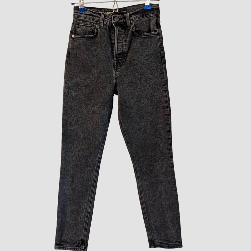 GRLFRND  The Piper Low Rise Boyfriend Jeans Size 26 Black Wash Button Fly